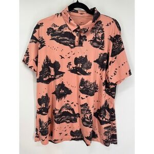Nike Dri-FIT Women's‎ Golf Polo Shirt XXL Peach Black Nature Wildlife Graphic
